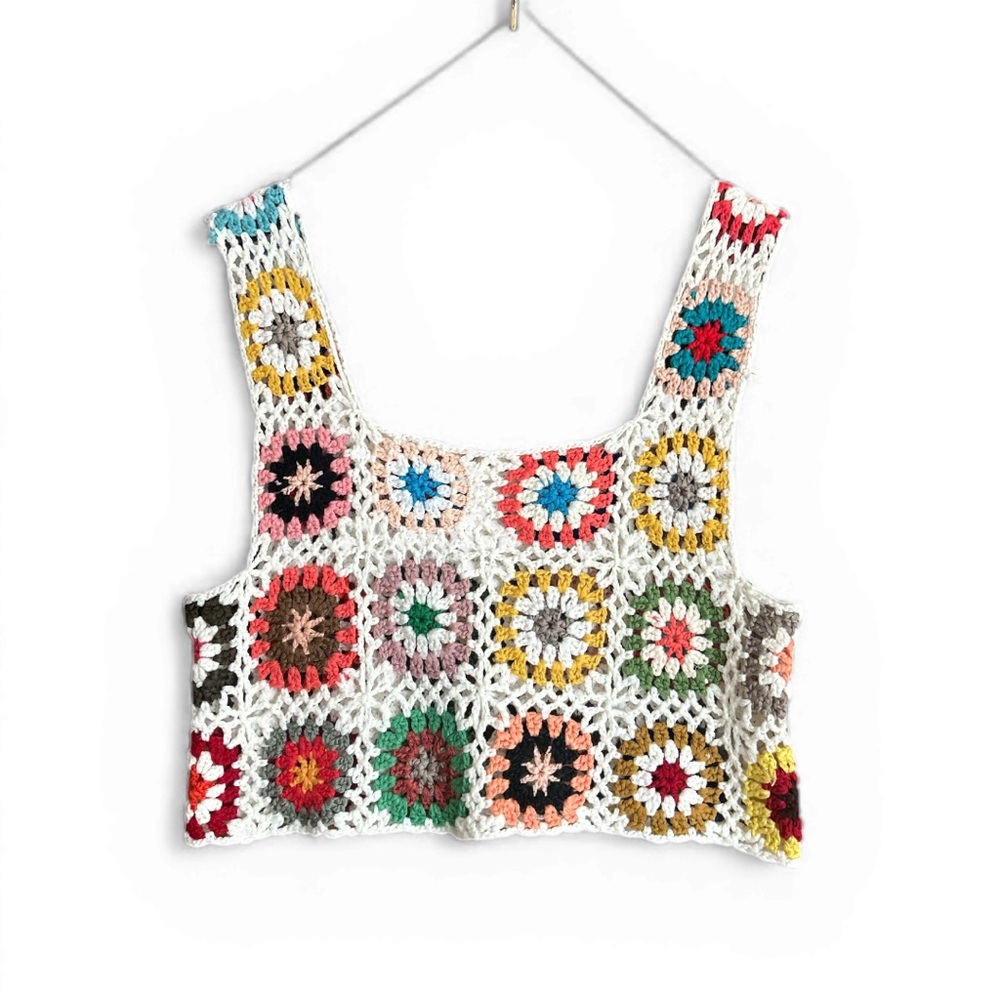 Multicolor Granny Squares Crochet Tank Top